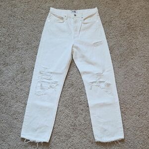 Agolde Distressed White Jeans